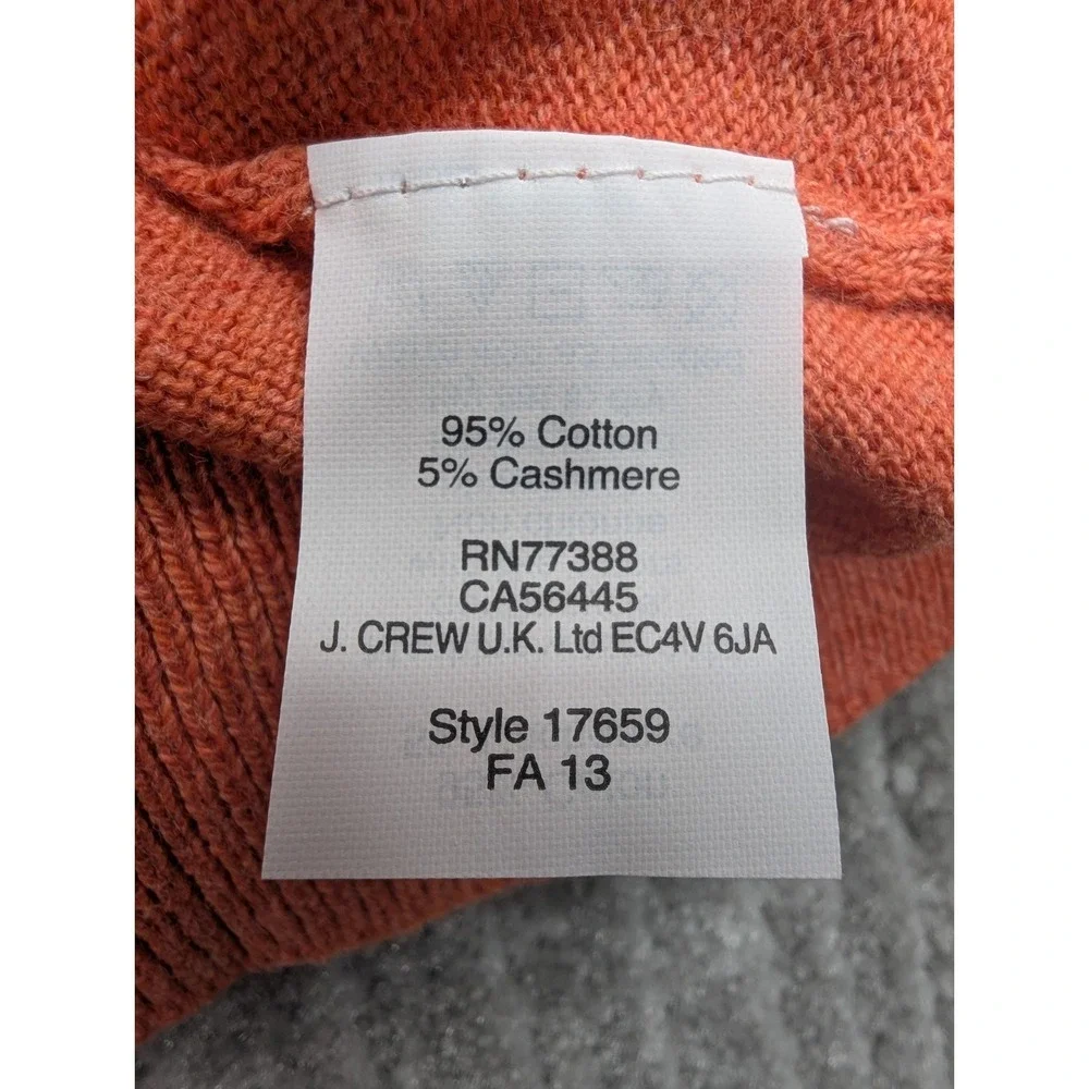 J. Crew Factory Men L Orange Cotton Cashmere Crew Neck Sweater 17659 NWT